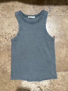 Zara Slate Grey Ribbed Tank Top